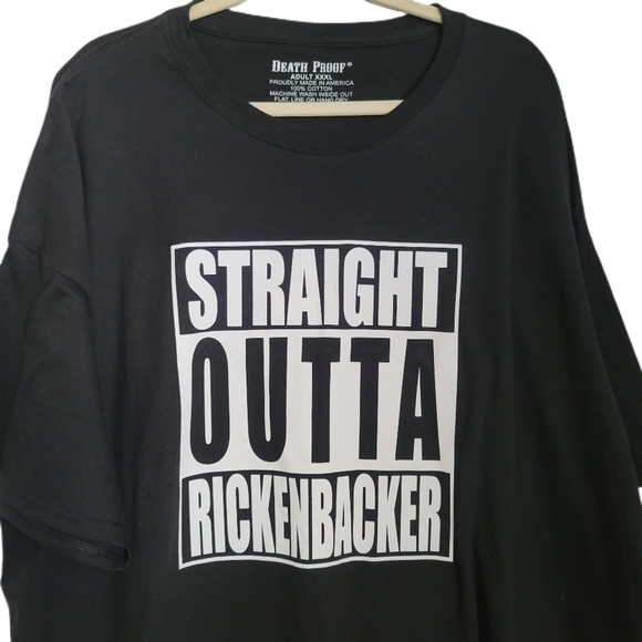 Death Proof Shirt Mens XXL Black Straight Outta Rickenbacker Short Sleeve - Picture 2 of 5